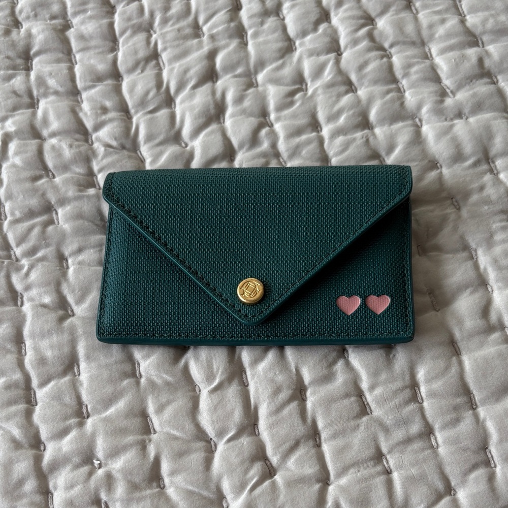 Dagne Dover Green Wallet with Pink Accents